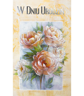 Kartka na Urodziny z życzeniami, bogato zdobiona A6516