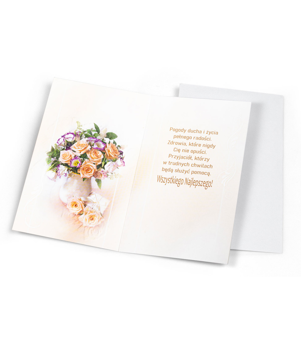 Kartka urodzinowa z życzeniami, delikatna, elegancka A6035