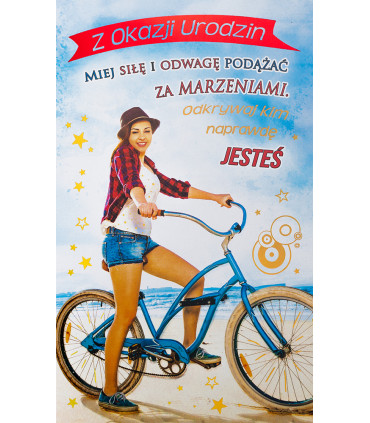 Kartka urodzinowa dla Dziewczyny rowerzystki A2007