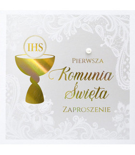 Zaproszenia na komunię, komplet 5 szt. z kopertami PCZP55
