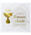 Zaproszenia na komunię, komplet 5 szt. z kopertami PCZP55