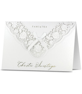 Pamiątka Chrztu Kartka delikatna, perłowa HM1157