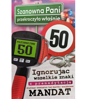 Kartka na 50 urodziny dla kobiety, z mandatem  JCX214