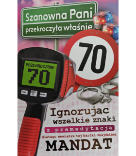 Kartka na 70 urodziny dla Kobiety, z żartem  JCX218