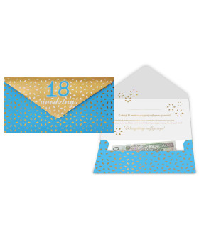 Koperta na prezent na 18 urodziny pieniądze, karty, bony PCKOP23