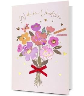 Kartka urodzinowa pięknie zdobiona, z konfetti HM3275