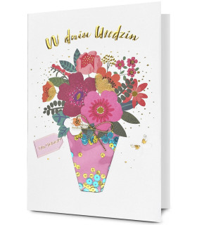 Kartka na Urodziny, bukiet zdobiony z konfetti HM3277