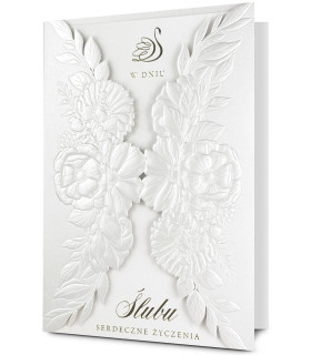 Kartka na ślub z życzeniami, pięknie zdobiona HM1163S