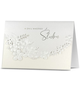 Kartka na ślub z życzeniami, perłowa, subtelna HM1164S
