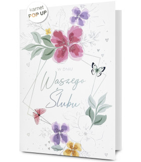 Kartka ślubna 3D delikatnie zdobiona HM3339