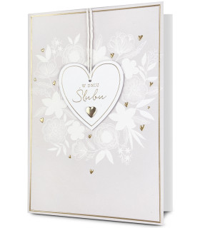 Kartka ślubna delikatnie zdobiona, z życzeniami HM3248