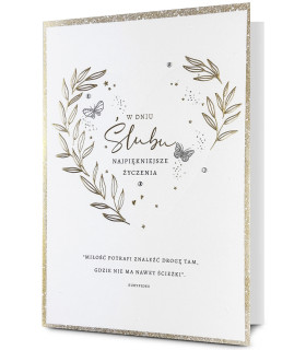 Kartka na Ślub z mottem, zdobiona cyrkoniami HM3345