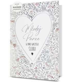 Kartka na Ślub z serduszkiem z cyrkoni i karnecikiem prezentowym HM2SET1