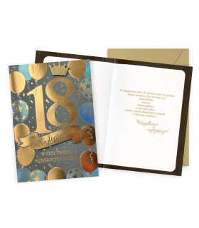 Kartka na18 urodziny bogato zdobiona DK1287