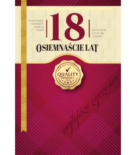 Kartka z okazji 18 urodzin, z certyfikatem DK1290