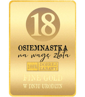 Kartka na 18 urodziny na wagę złota DK1291