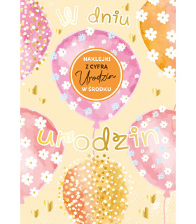 Kartka na Urodziny z cyframi do naklejenia wieku DK1307