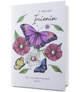 Kartka na Imieniny pięknie zdobiona HM3140