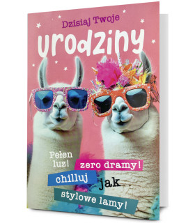 Kartka urodzinowa z Lamą z humorem Holo4