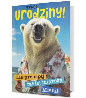 Kartka na Urodziny dla Misia, urocza, słodka Holo5