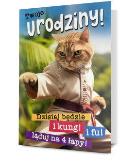 Kartka urodzinowa z Kotkiem, wesoła, zabawna Holo9