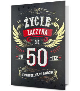 Kartka na 50 urodziny zabawna, z życzeniami HOLO21