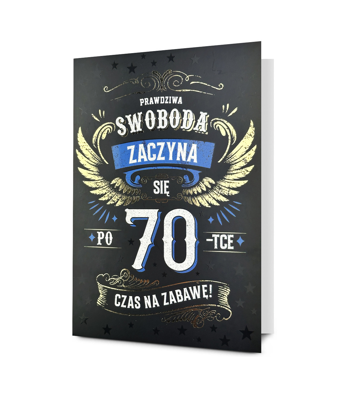 Kartka na 70 urodziny zabawna, z życzeniami HOLO23