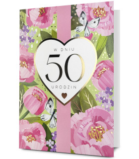 Kartka na 50 urodziny z życzeniami HOLO27