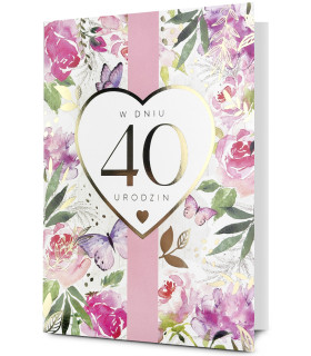 Kartka na 40 urodziny z życzeniami HOLO26