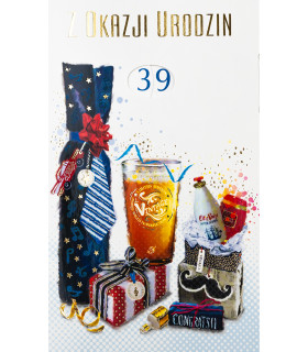 Kartka urodzinowa dla Mężczyzny z ustawianą cyfrą lat A6438R