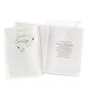 Kartka na Chrzest zdobiona cyrkoniami i perełką DK1295