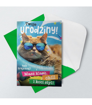 Kartka urodzinowa z Kotkiem, urocza Holo2