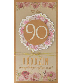 Kartka z okazji 90 urodzin vintage, elegancka PM420