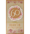 Kartka z okazji 60 urodzin zdobiona złotą wstążeczką PM417