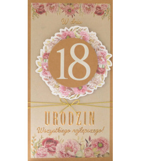Kartka na18 urodziny bogato zdobiona, boho PM413
