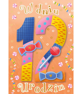 Kartka z okazji 12 urodzin słodka, urocza DK1262