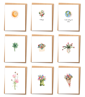 Kartki mini mix 9 karnecików, bilecików z kopertą LMZ2