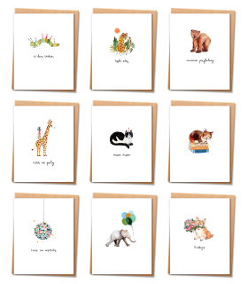 Mini Kartki mix 9 szt. karnecików, bilecików z kopertą LMZ3