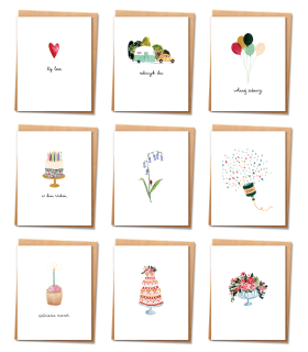 Mini Kartki mix 9 szt. karnecików bilecików z kopertą LMZ4