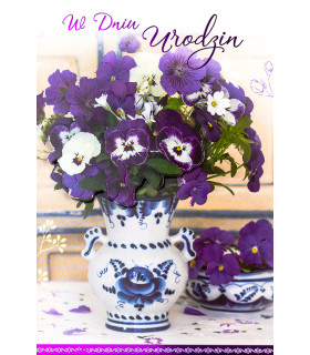 Kartka urodzinowa z bukietem życzeń, przestrzenna 3D M1017