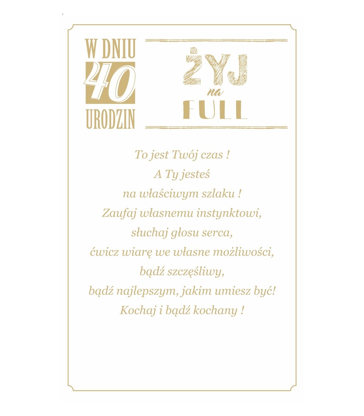 Kartka na 40 urodziny dla Mężczyzny U10