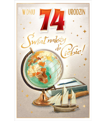 Kartka urodzinowa dla Podróżnika z cyframi do naklejenia wieku ABCR5