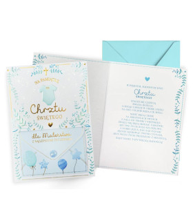 Kartka na Chrzest dla Chłopca, z kopertką na prezent DK1292