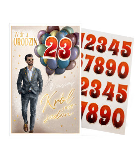 Kartka urodzinowa dla Mężczyzny z cyframi do naklejenia wieku ABCR8