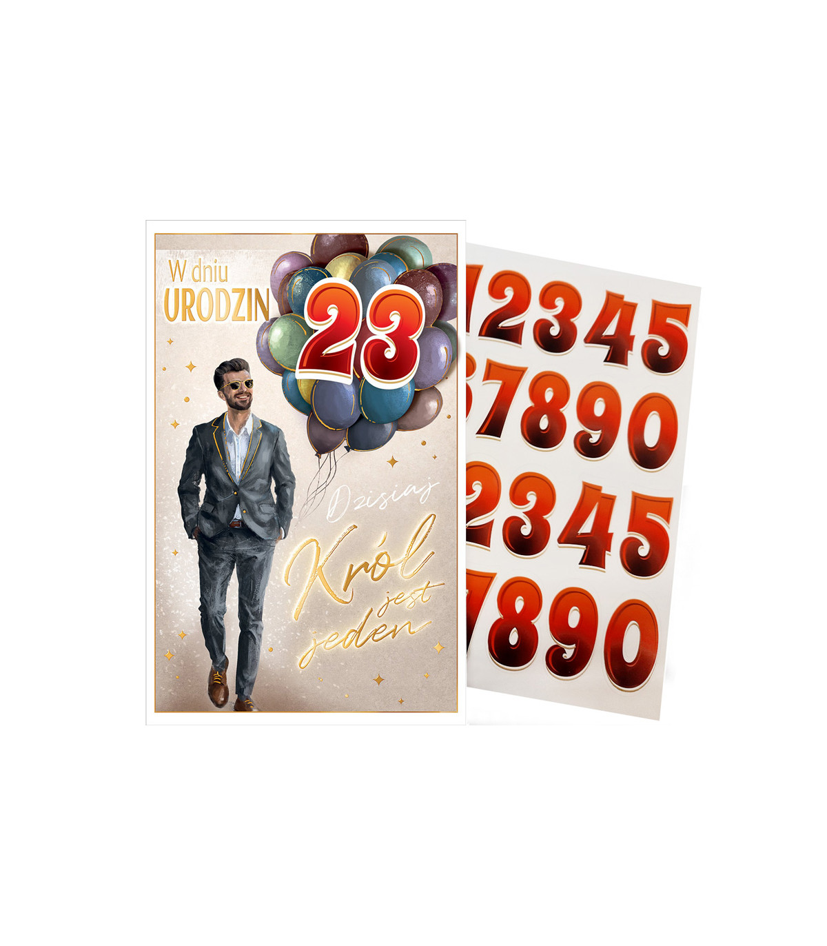 Kartka urodzinowa dla Mężczyzny z cyframi do naklejenia wieku ABCR8