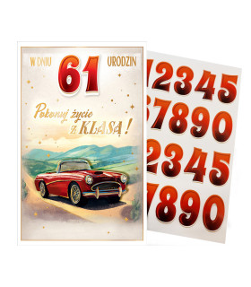 Kartka urodzinowa dla faceta z klasą, z cyframi do naklejenia wieku ABCR4