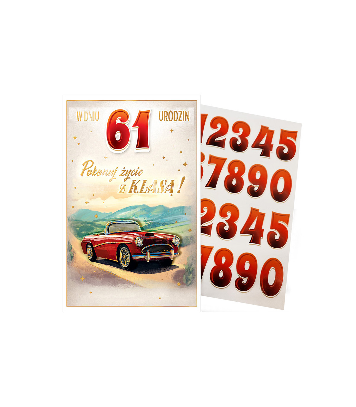 Kartka urodzinowa dla faceta z klasą, z cyframi do naklejenia wieku ABCR4