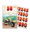 Kartka urodzinowa dla Motocyklisty z cyframi wieku ABCR3