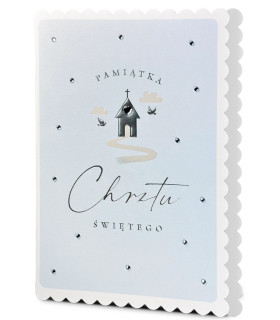 Kartka na Chrzest św. pięknie zdobiona cyrkoniami HM3380