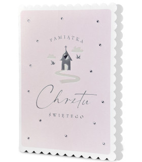 Pamiątka Chrztu Świętego zdobiona cyrkoniami HM3381